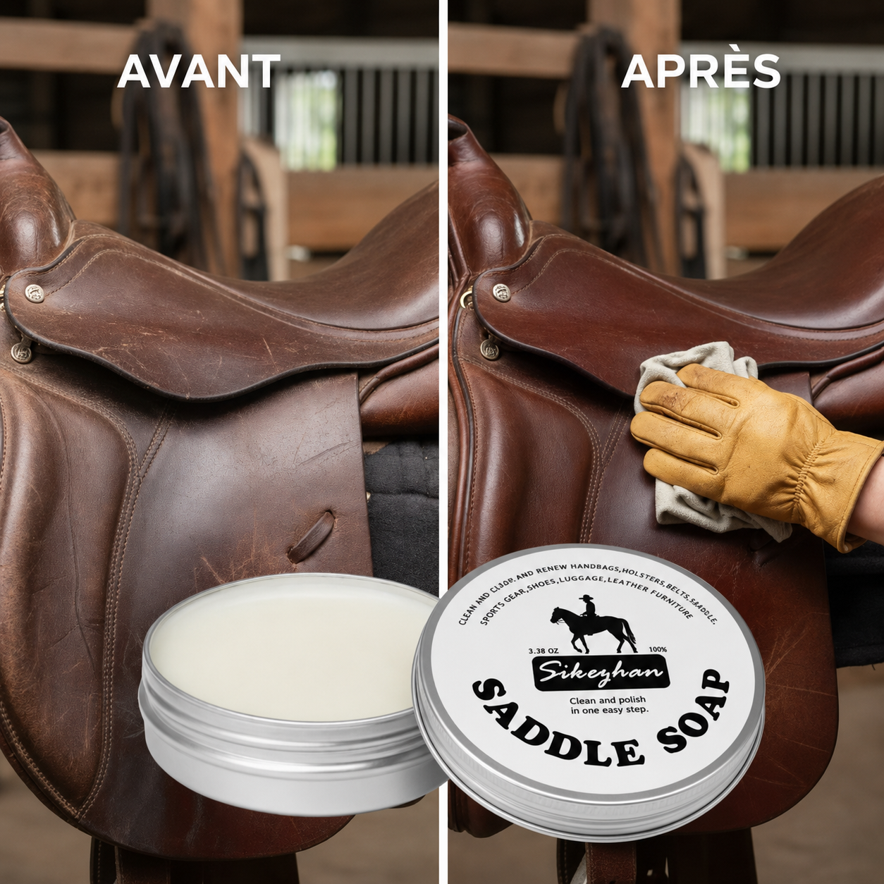 Crème de selle nettoyante et protectrice pour cuir