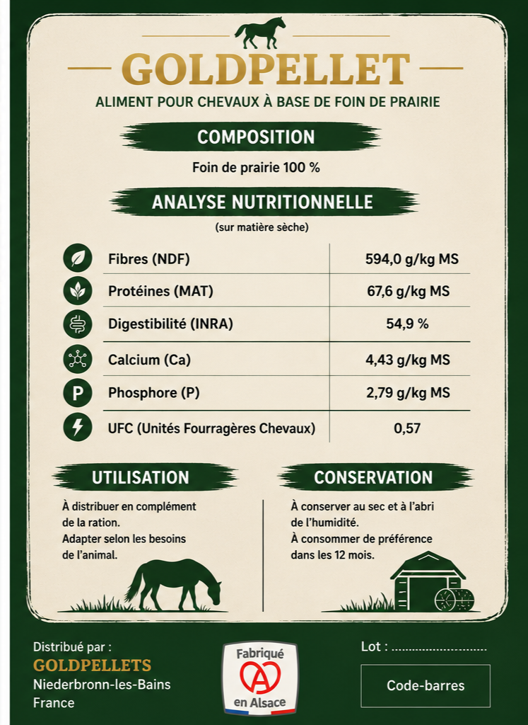 Granulés de Foin de Prairie pour Chevaux – 5KG