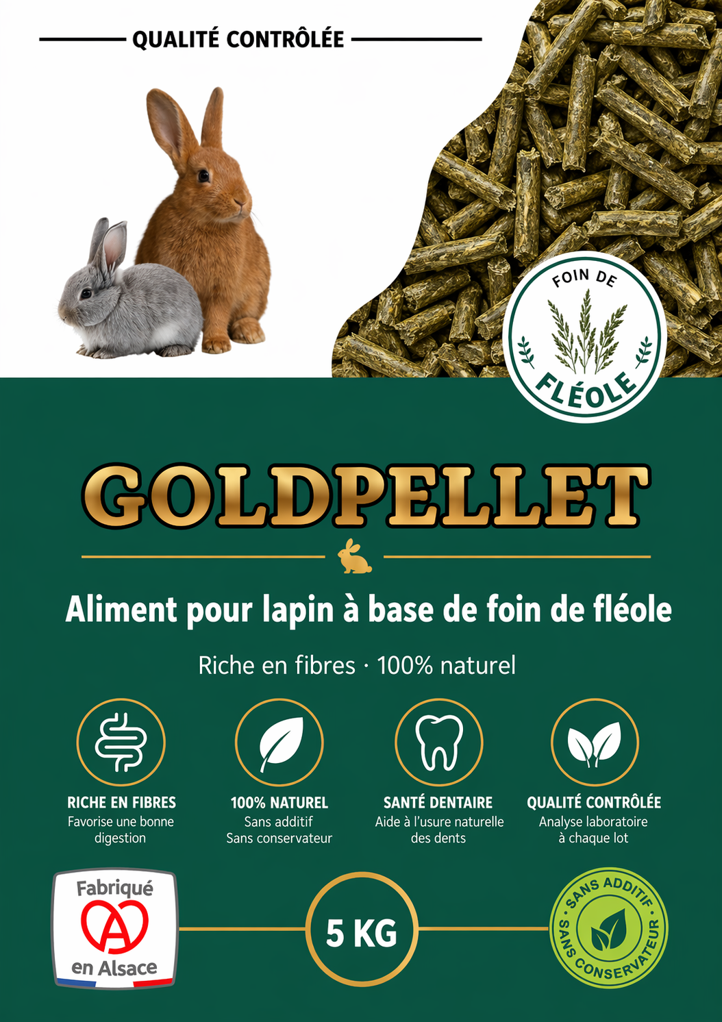 Granulés de Fléole pour Lapins & Rongeurs – 5KG