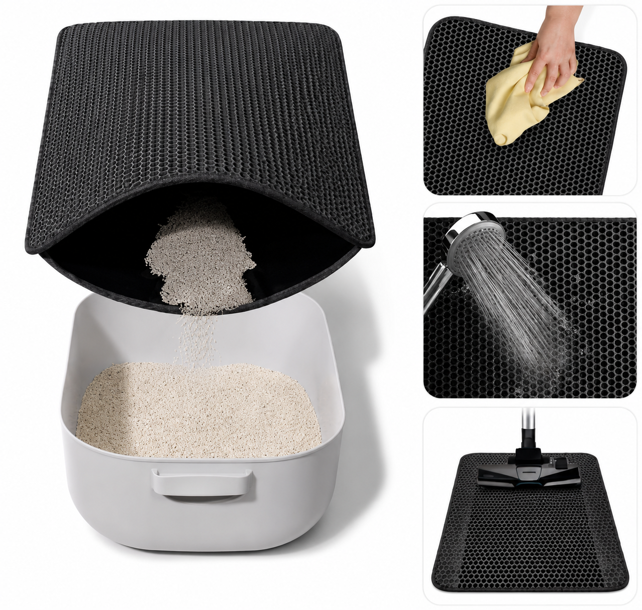 Tapis de litière double couche pour chat