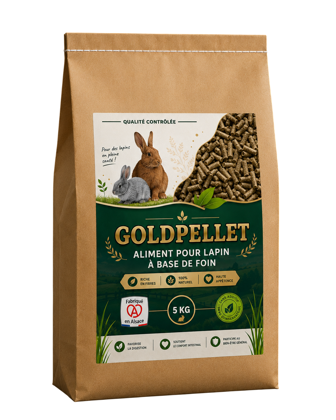 Granulés de Foin de Prairie pour Lapins & Rongeurs – 5KG