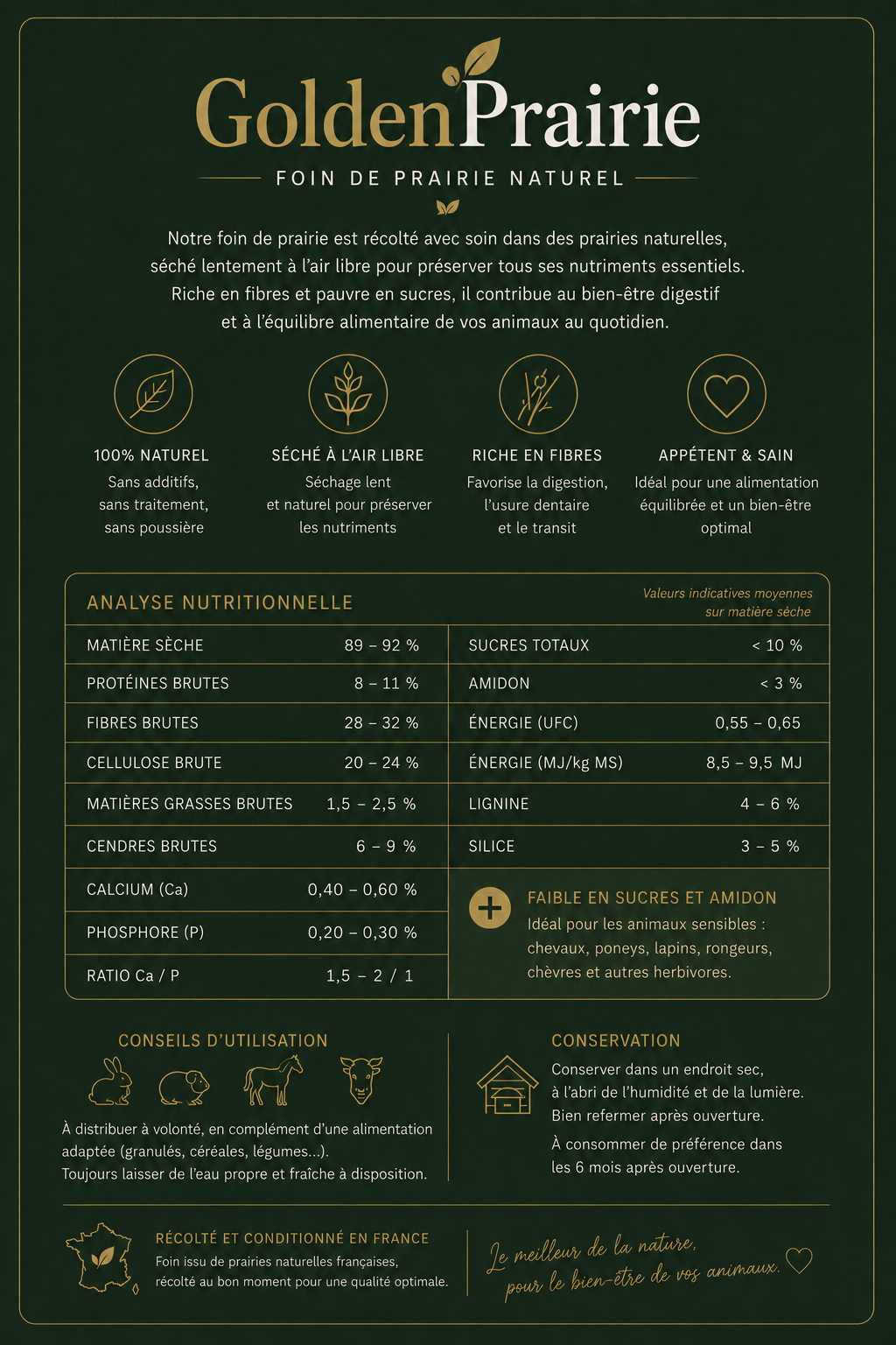 Foin Naturel pour Lapins & Rongeurs – GoldenPrairie™