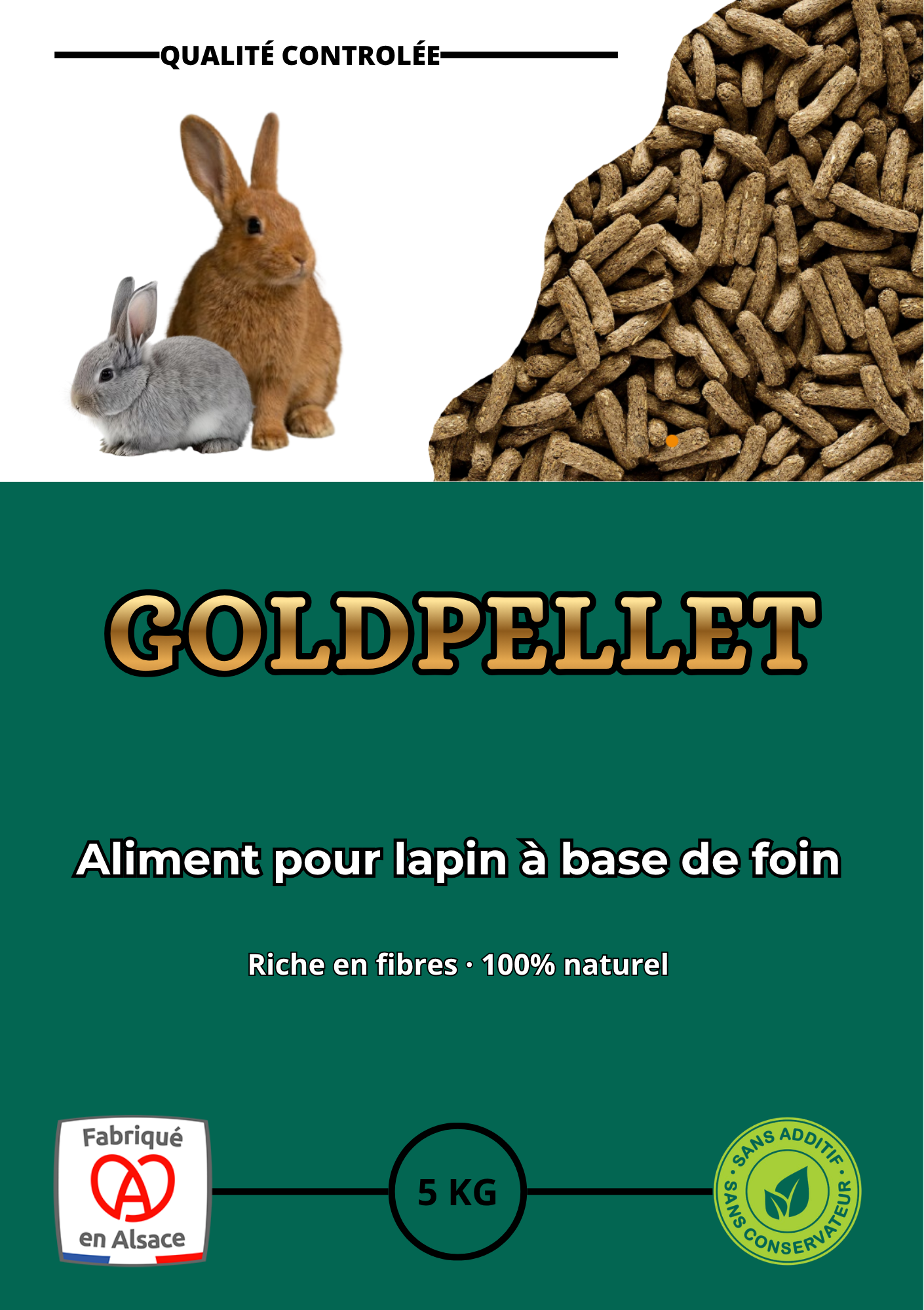 Granulés de Foin de Prairie pour Lapins & Rongeurs – 5KG