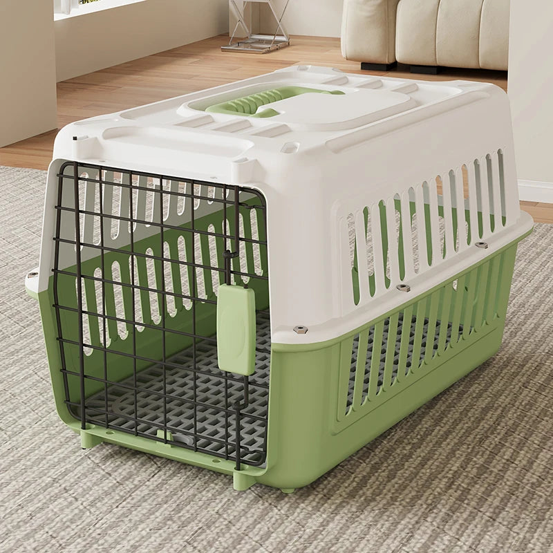 Airline Approved Fashion Foldable Large Pet Transport Box Portable Wire Door Wholesale Dog & Cat Travel Cage Vet Visit