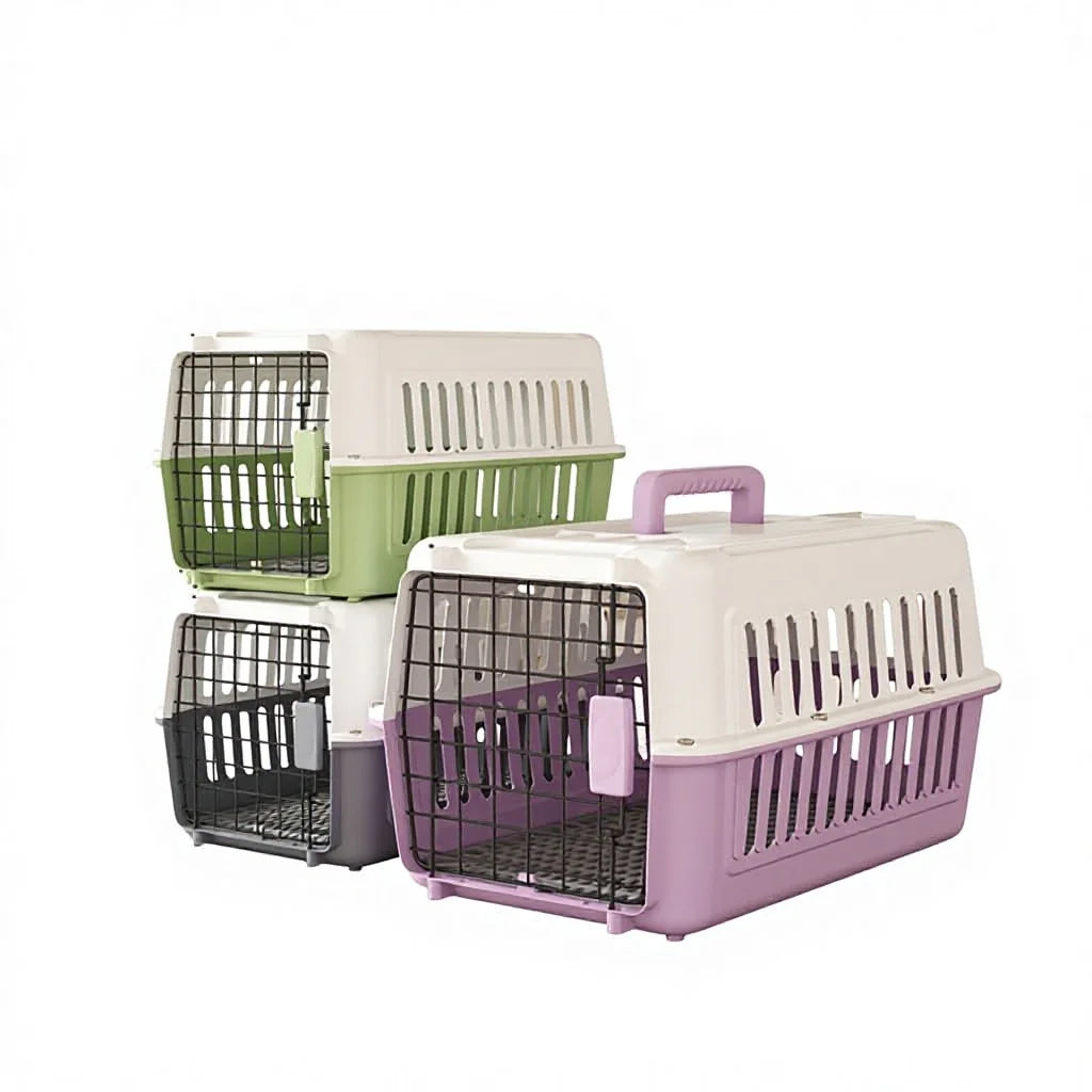 Airline Approved Fashion Foldable Large Pet Transport Box Portable Wire Door Wholesale Dog & Cat Travel Cage Vet Visit