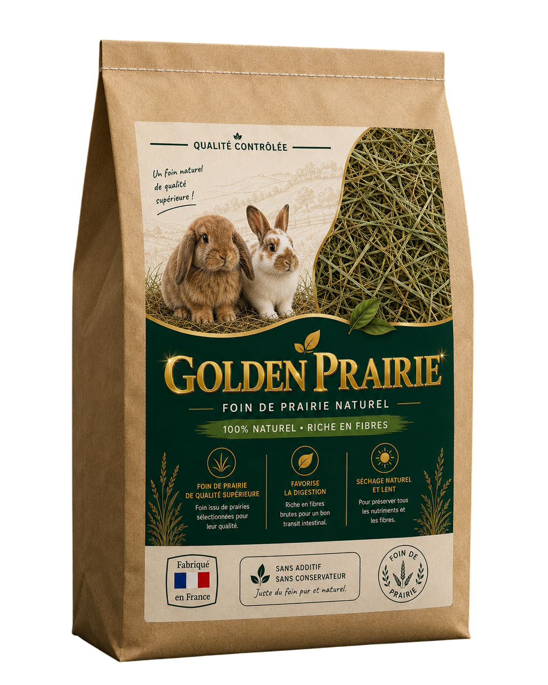 Foin Naturel pour Lapins & Rongeurs – GoldenPrairie™