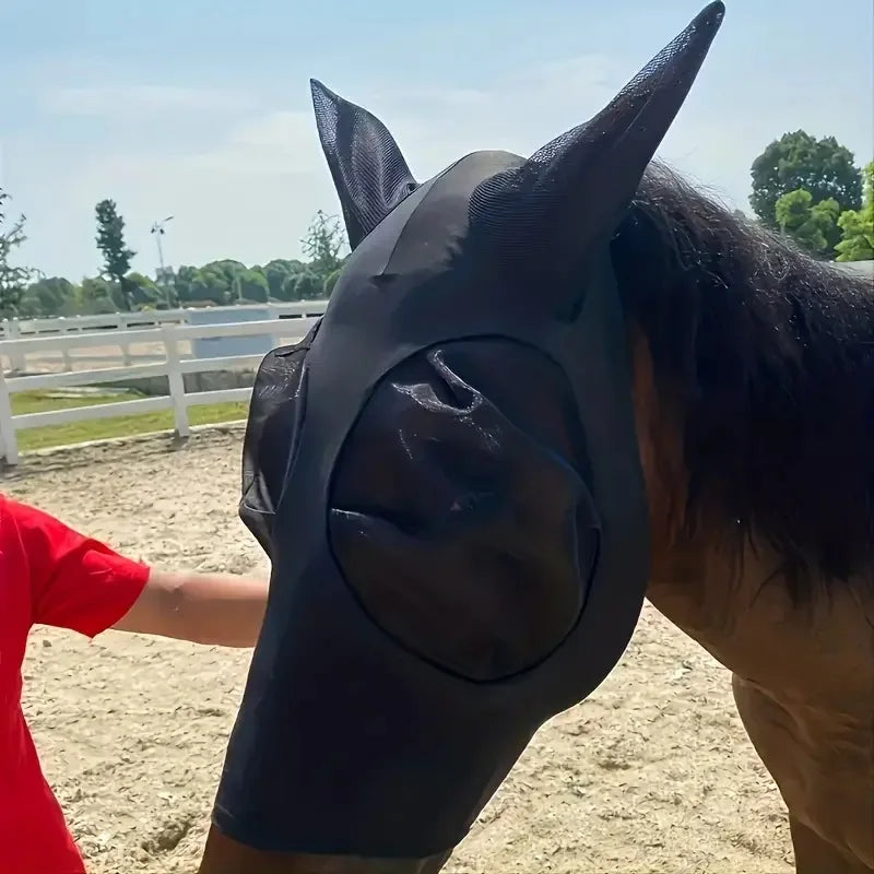 Masque Anti-Mouches Cheval – Protection Complète Yeux & Oreilles