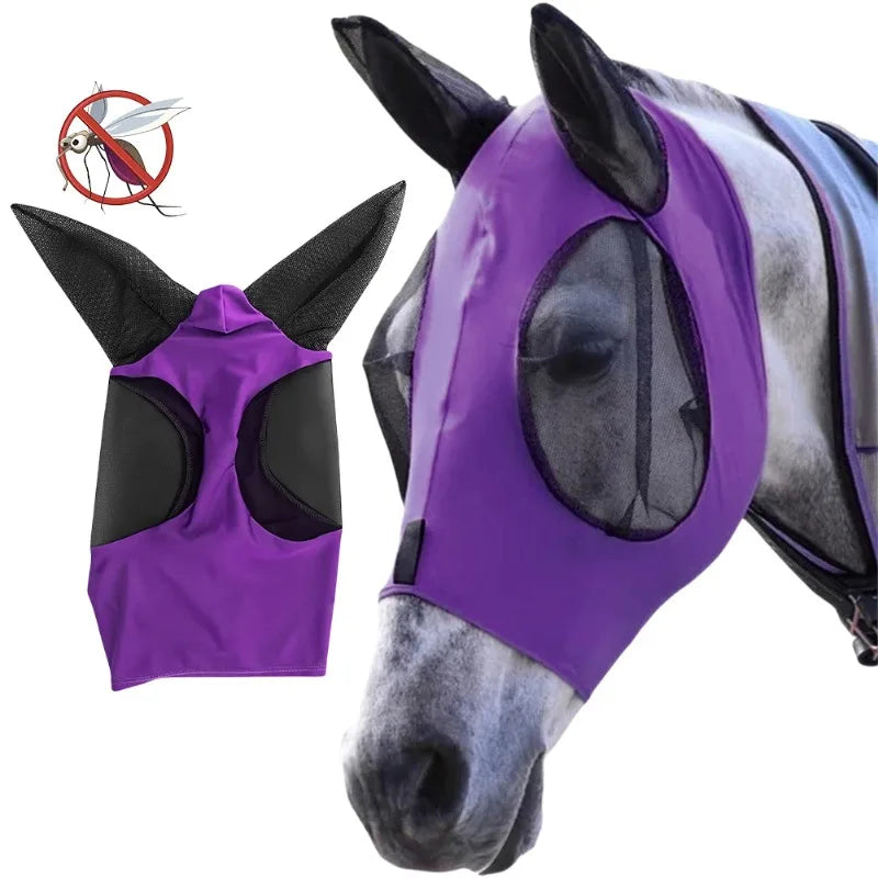 Masque Anti-Mouches Cheval – Protection Complète Yeux & Oreilles