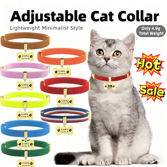 Fashion Customized Cat Collar Metal Name Tag Breakaway AirTag Custom Kitten Collars Adjustable Pet Collars for Cats Puppies Dogs