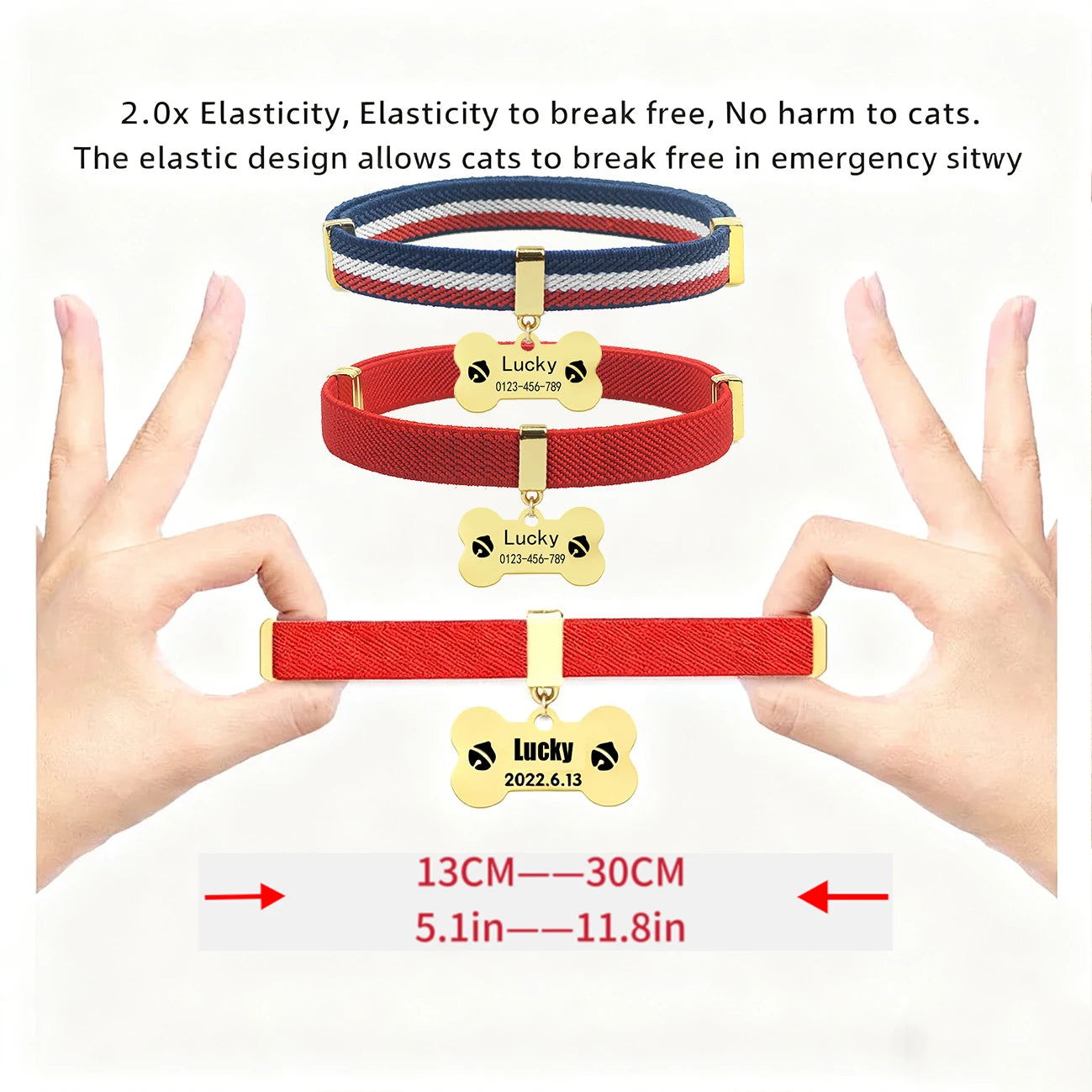 Fashion Customized Cat Collar Metal Name Tag Breakaway AirTag Custom Kitten Collars Adjustable Pet Collars for Cats Puppies Dogs