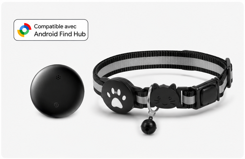 Collier GPS intelligent pour chat – Suivi en temps réel, étanche, léger & réfléchissant