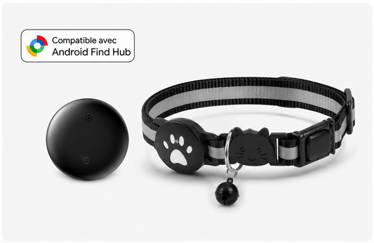 Collier GPS intelligent pour chat – Suivi en temps réel, étanche, léger & réfléchissant